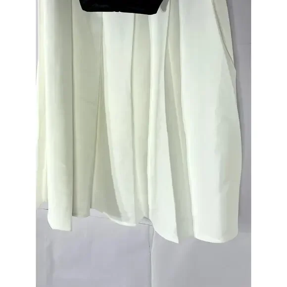 EXTRO & VERT Women's Black-White Velvet Corset Contrast Pleated Mini Dress SZ 8 - Picture 8 of 12